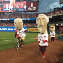 George Washington leaves Nationals presidents race, returns on a bicycle